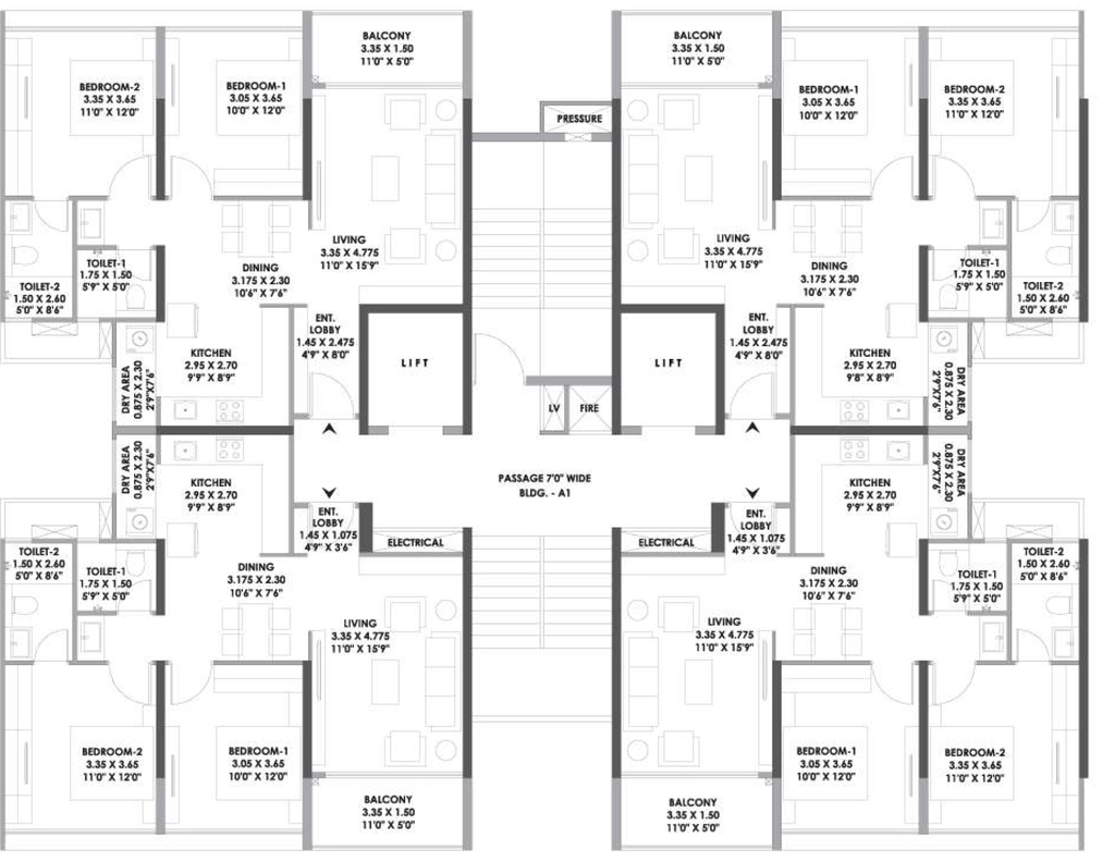Floor Plan of Mantra Meridian Riverside in Balewadi, Pune - Image 346534