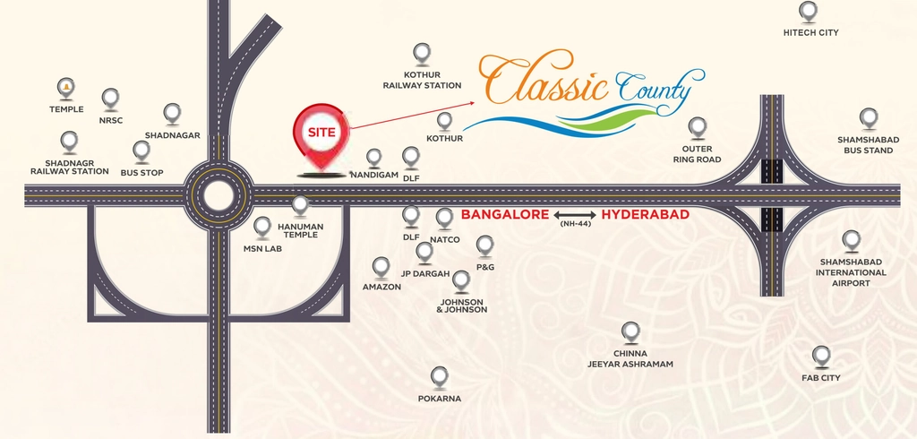 Location of Urban City Classic County in Maheshwaram, Hyderabad - Image 347104