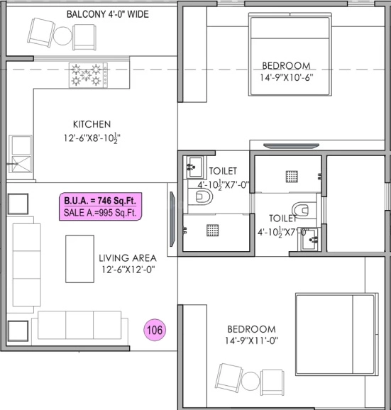 2 BHK Flat in Ecoworld in Vaishali Nagar Extension, Jaipur - Image 914502