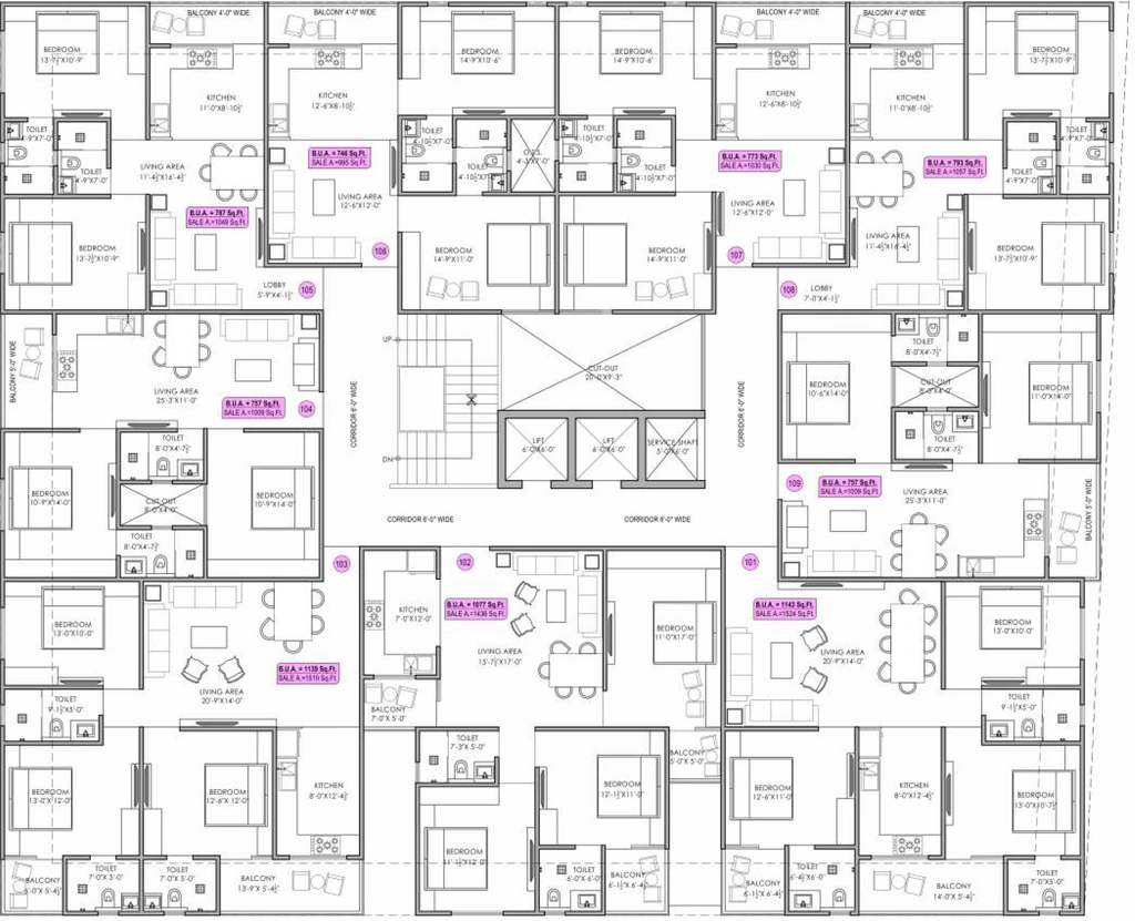 Floor Plan of Ecoworld in Vaishali Nagar Extension, Jaipur - Image 395055