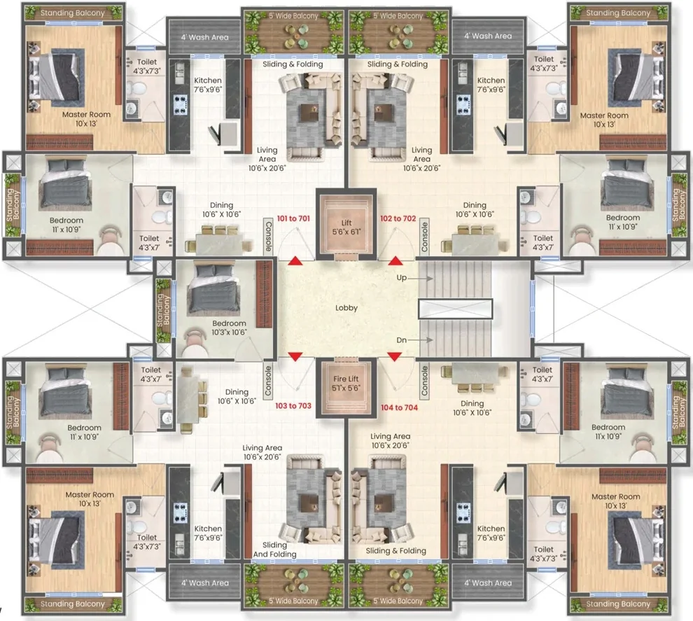 Floor Plan of Sahasmahalaxmi Priya Elite in Khamla, Nagpur - Image 347448