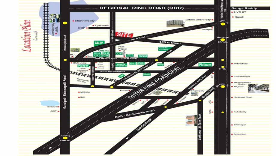 Location of Bhashyam Oxygen County Phase 4 in Patancheru, Hyderabad - Image 348044