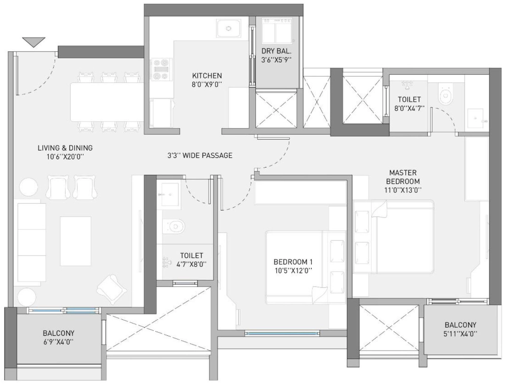 2 BHK Flat in Birla Evam Phase 1 in Manjari Khurd, Pune - Image 888043