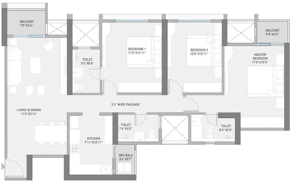 3 BHK Flat in Birla Evam Phase 1 in Manjari Khurd, Pune - Image 911368