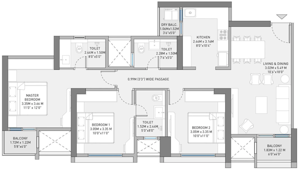 3 BHK Flat in Birla Evam Phase 1 in Manjari Khurd, Pune - Image 888045