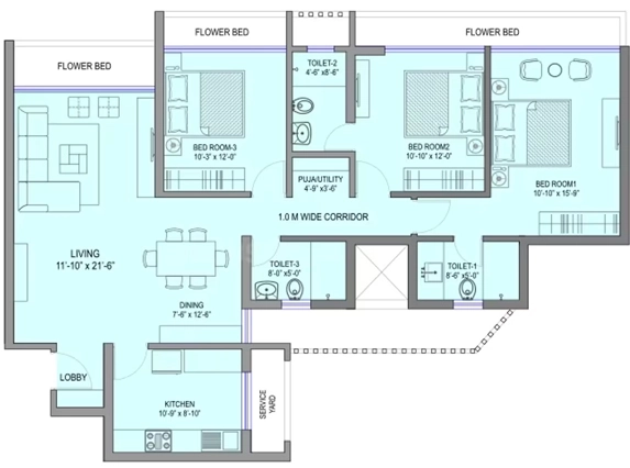 3 BHK Flat in Gundecha Premiere in Kandivali East, Mumbai - Image 888091