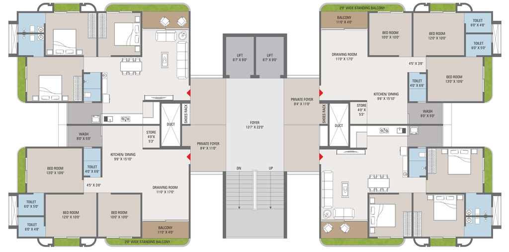 Floor Plan of Revanta Fortune 3 in Kudasan, Gandhinagar - Image 348928