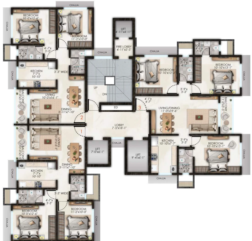 Floor Plan of H.Rishabraj Serenity Decks in Goregaon East, Mumbai - Image 349017