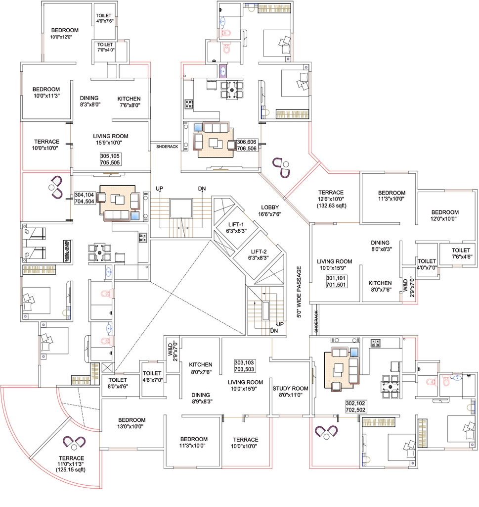 Floor Plan of Roshan 33 Milestone in Wakad, Pune - Image 350168