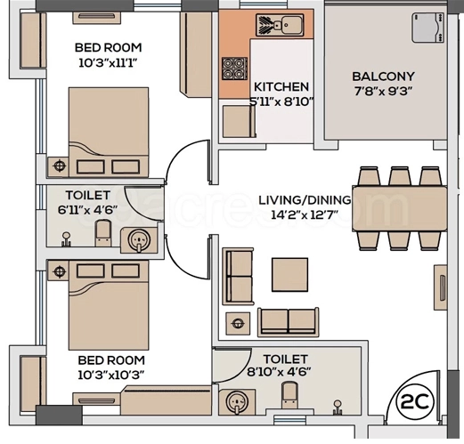 2 BHK Flat in Srijan Laguna Bay in Tangra, Kolkata - Image 888916