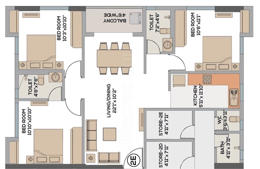 3 BHK Flat in Srijan Laguna Bay in Tangra, Kolkata - Image 888918