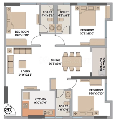 3 BHK Flat in Srijan Laguna Bay in Tangra, Kolkata - Image 888919