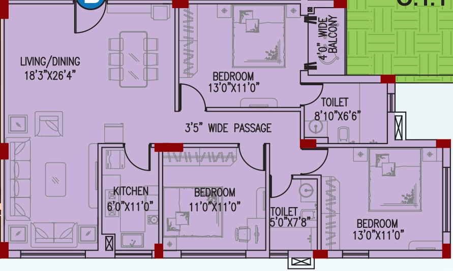 3 BHK Flat in Space Clubtown Gateway in New Town, Kolkata - Image 889371