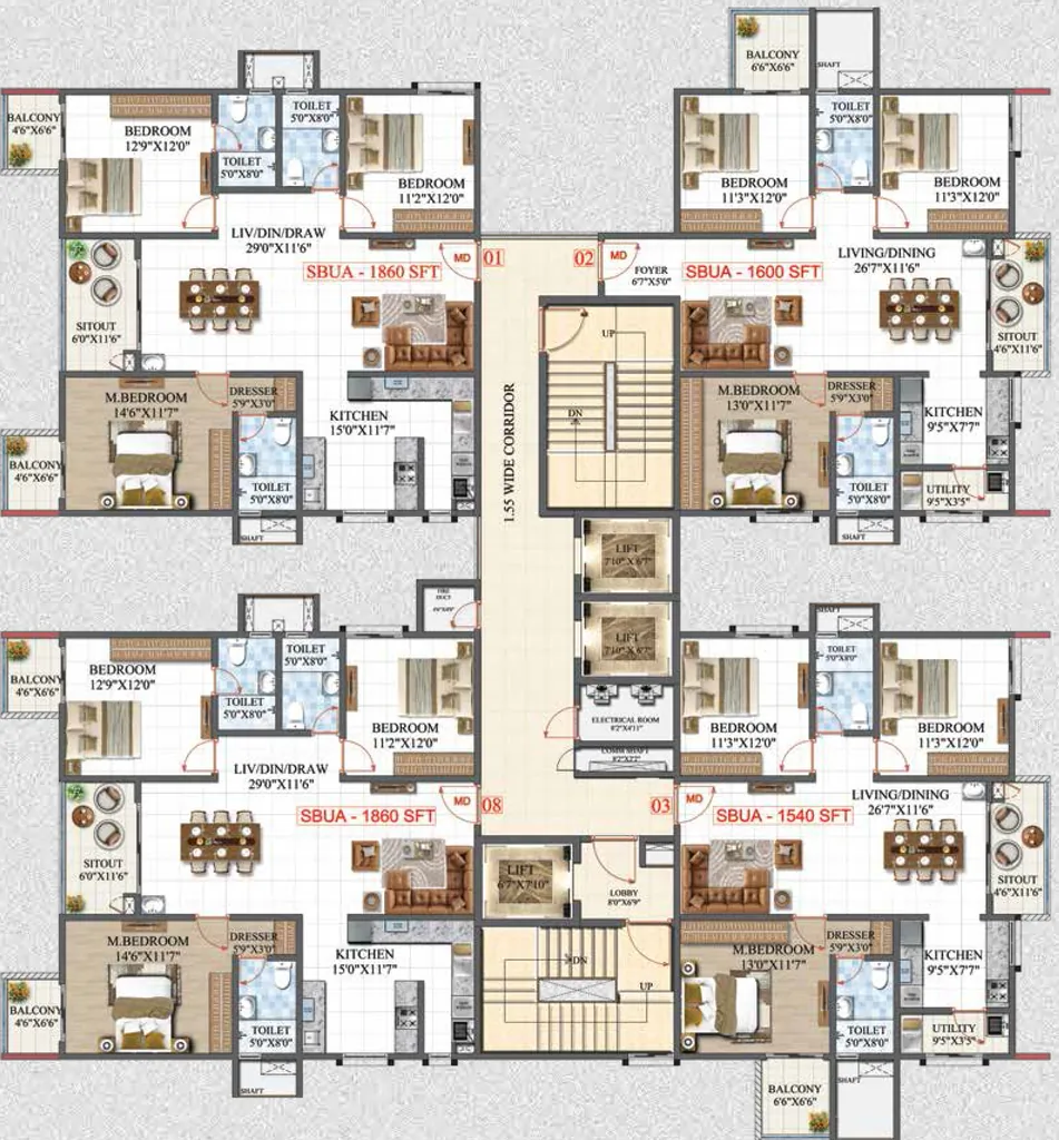 Floor Plan of Amrutha Lake Vista in Whitefield, Bangalore - Image 352240