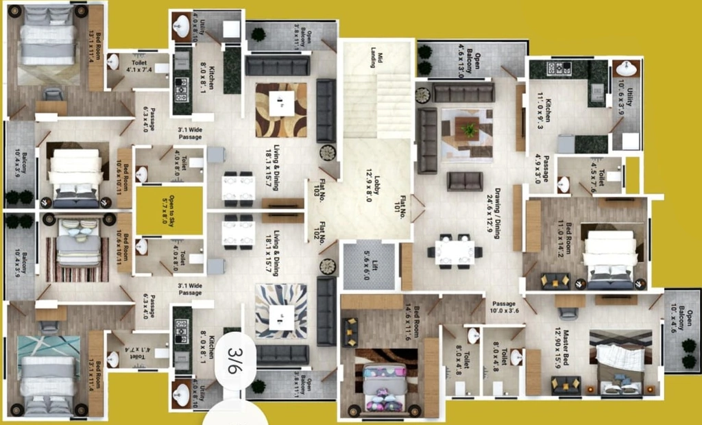Floor Plan of Sahasara Chanakya Apartment in Laxmi Nagar, Nagpur - Image 352815