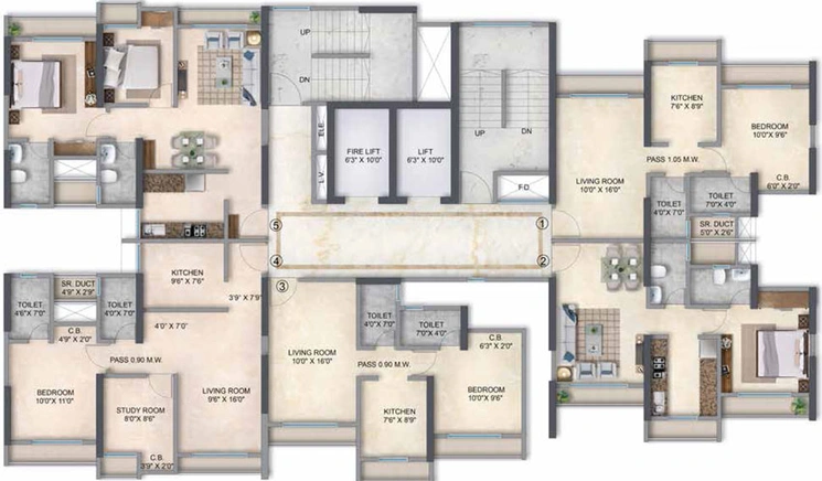 Floor Plan of ACE Metropolis Insignia Tower in Kasarvadavali, Thane - Image 23567