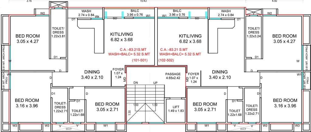 Floor Plan of Purusharth Yajat Aura in New Alkapuri, Vadodara - Image 353961