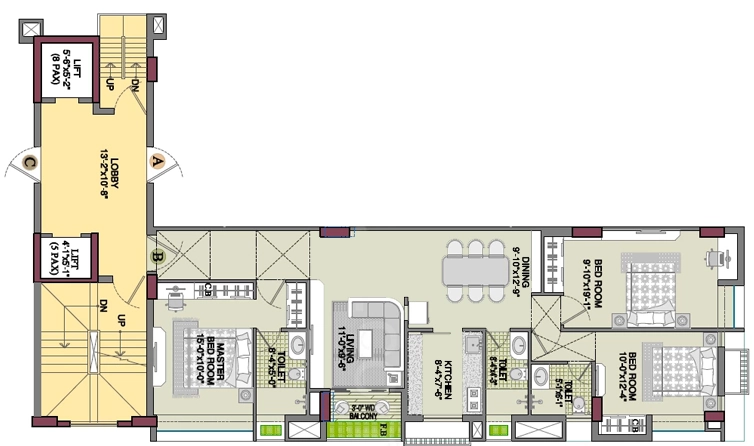 3 BHK Flat in NVP 77 Estates in Chetla, Kolkata - Image 902606