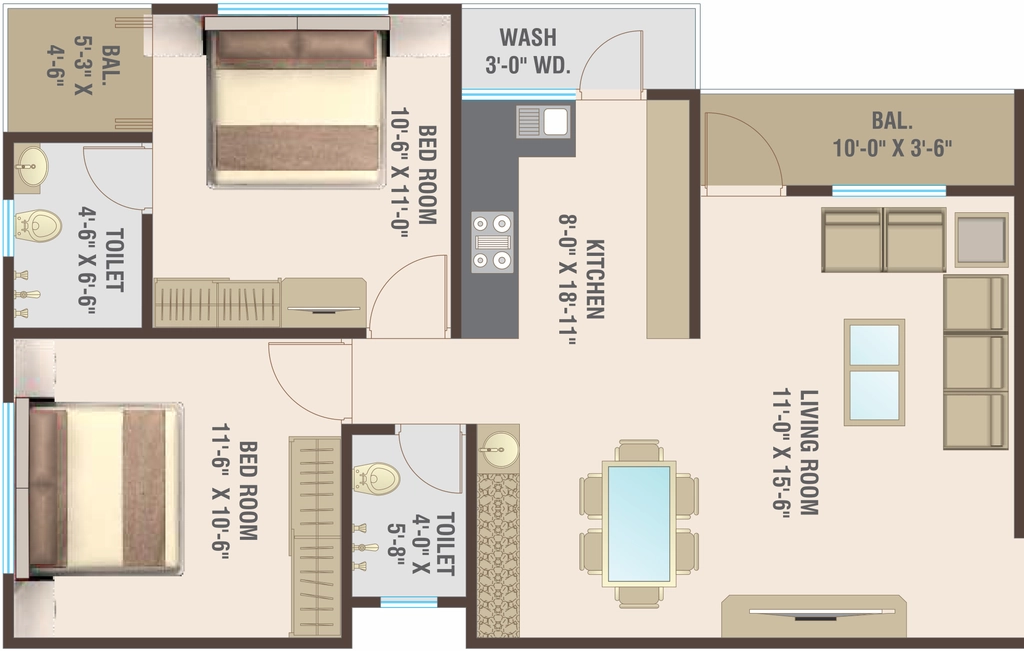 2 BHK Flat in Krinal Tulsi Shyam in Gotri, Vadodara - Image 891404