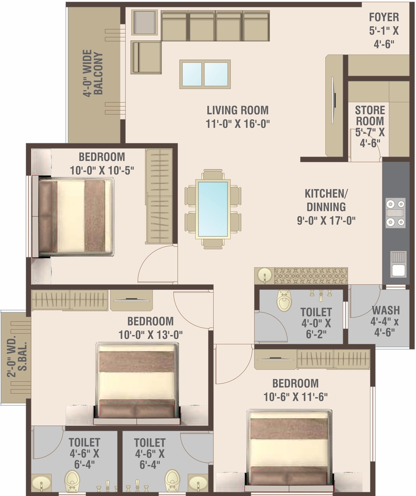 3 BHK Flat in Krinal Tulsi Shyam in Gotri, Vadodara - Image 891405