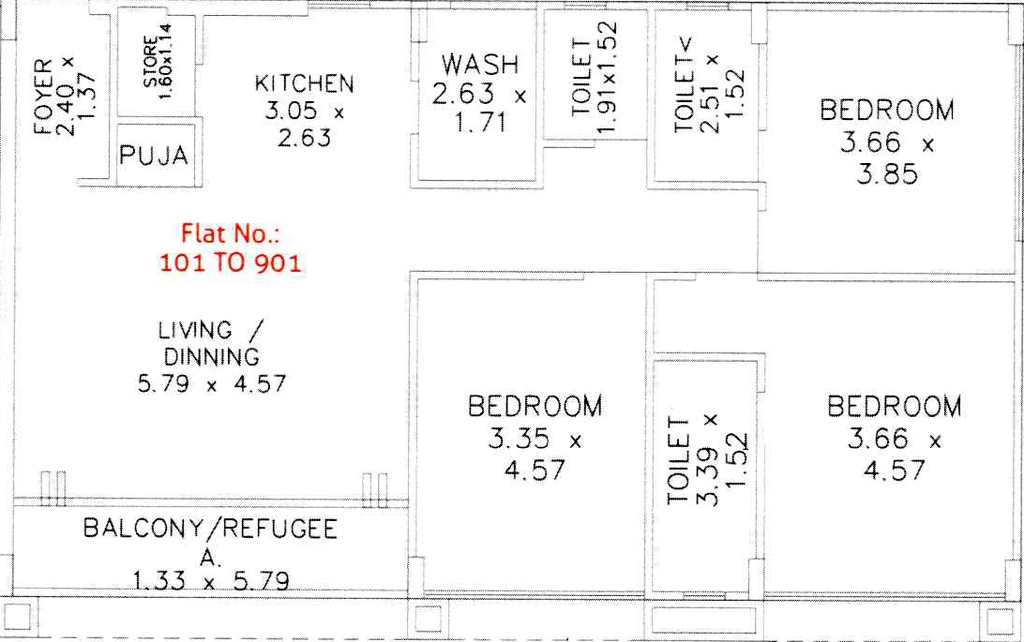 3 BHK Flat in Sarjan Urban Perch in Bhayli, Vadodara - Image 891439
