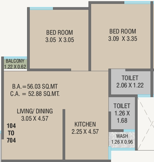 2 BHK Flat in Kanha Vallabh Heights in Tarsali, Vadodara - Image 891464
