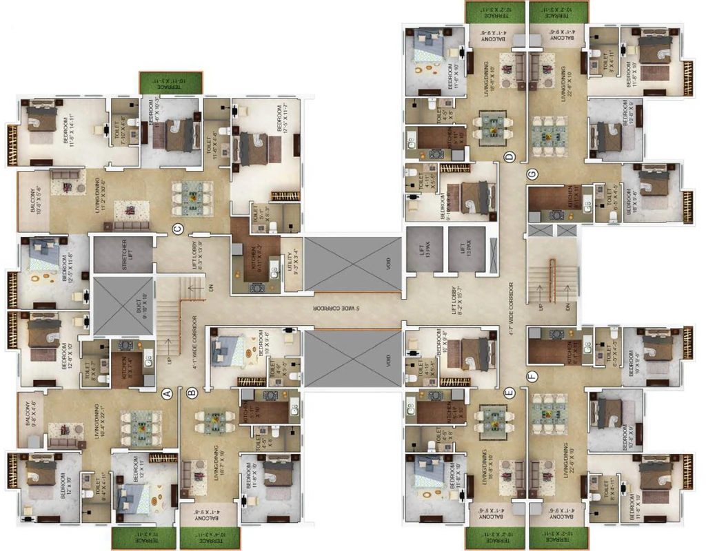 Floor Plan of Merlin Verve in Tollygunge, Kolkata - Image 354462