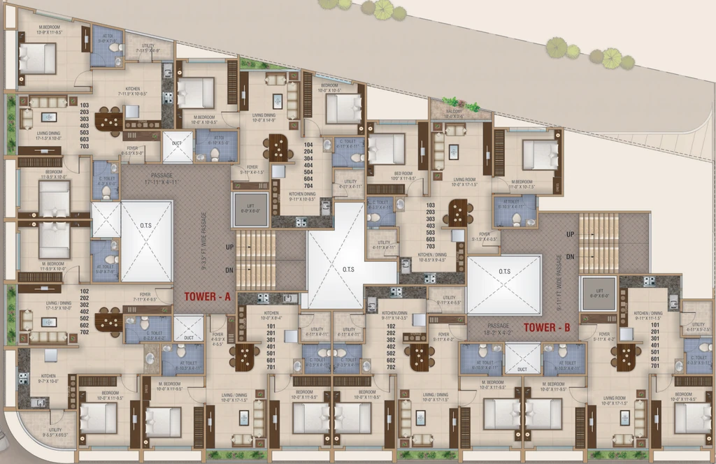 Floor Plan of HBG Vraj Avenue in Ajwa Road, Vadodara - Image 354674