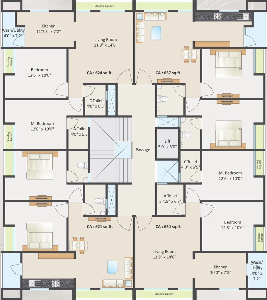 Floor Plan of Residential - Vraj Avenue in Sayajipura, Vadodara - Image 354686