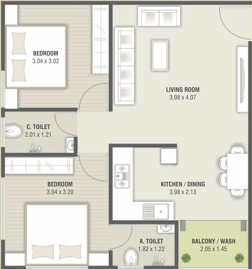 2 BHK Flat in Vraj Mangal in Waghodia Road, Vadodara - Image 891781