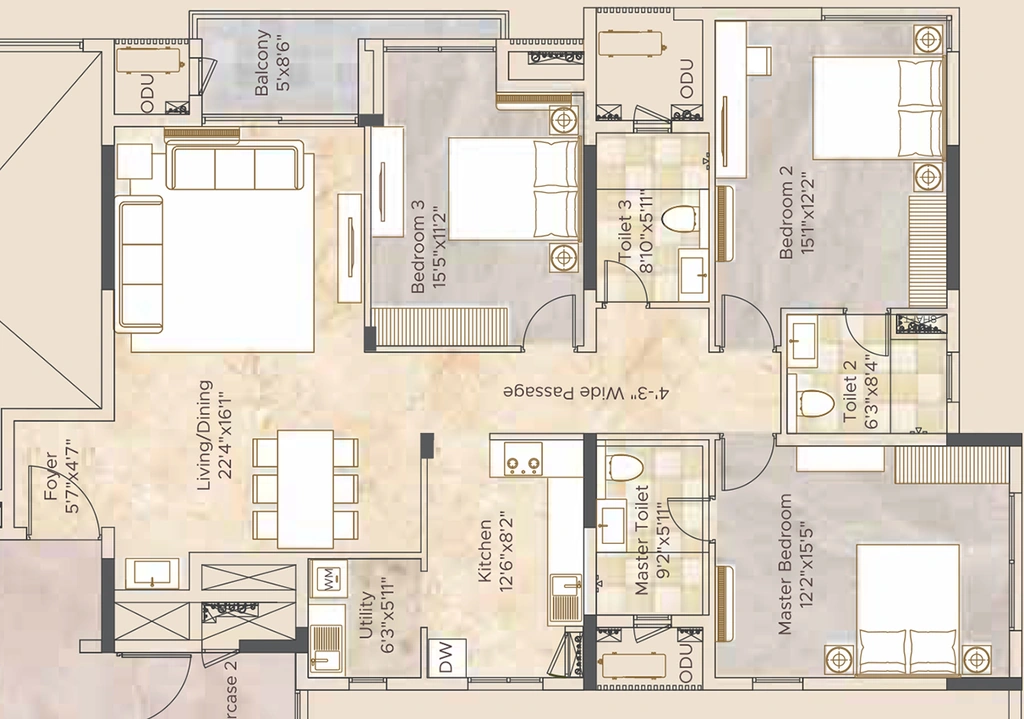 3 BHK Flat in Appaswamy Belmont Residences in Vadapalani, Chennai - Image 892088