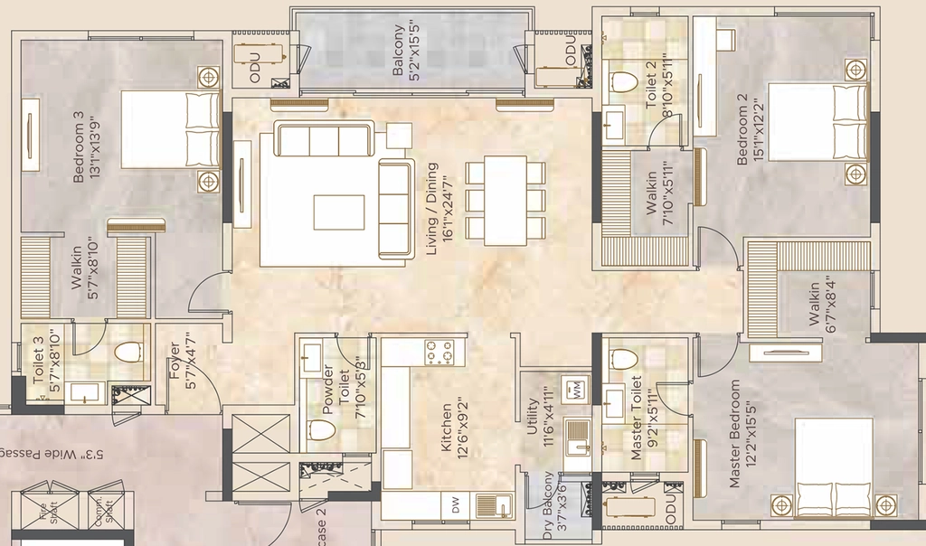 3 BHK Flat in Appaswamy Belmont Residences in Vadapalani, Chennai - Image 892089