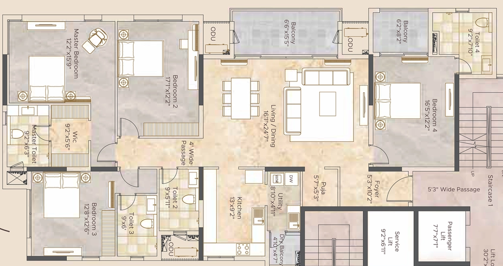 4 BHK Flat in Appaswamy Belmont Residences in Vadapalani, Chennai - Image 892091
