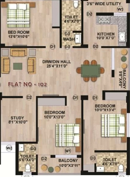 3 BHK Flat in Arya Kalinga Kutir in Kalinga Nagar, Bhubaneswar - Image 898507