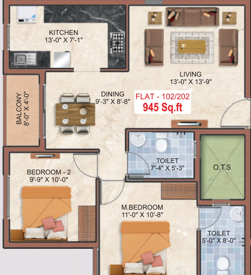 2 BHK Flat in Elite Sai Krupaa in Tondiarpet, Chennai - Image 892232