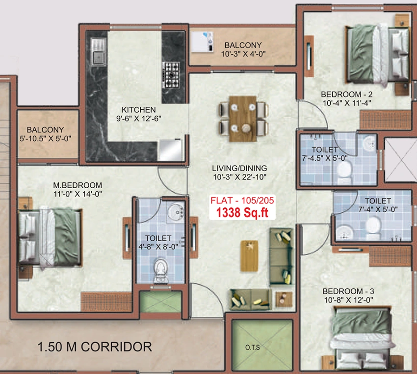 3 BHK Flat in Elite Sai Krupaa in Tondiarpet, Chennai - Image 892235