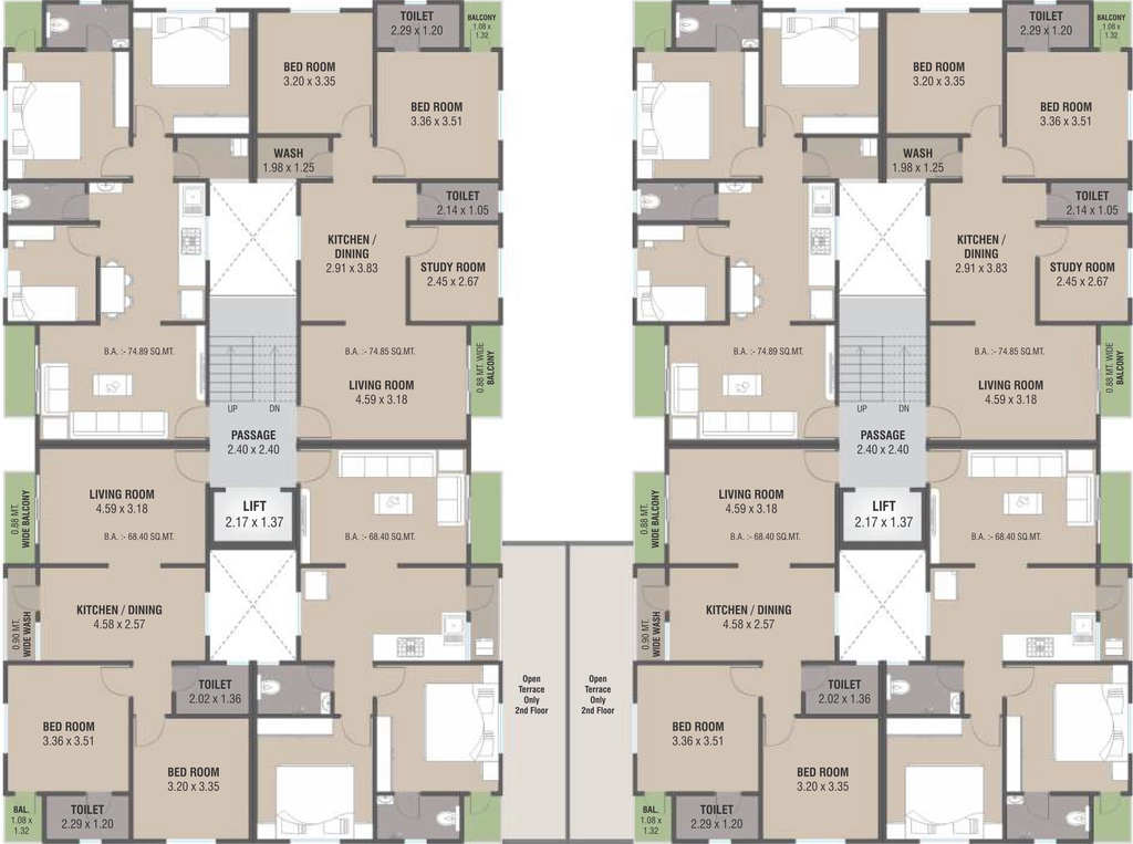 Floor Plan of Thakar Vraj Villa Tower A And B in Kareli Baug, Vadodara - Image 355637