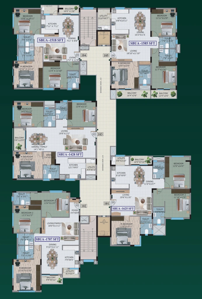 Floor Plan of Mahaveer Chamundi Amber Woods in Kanakapura, Bangalore - Image 355970