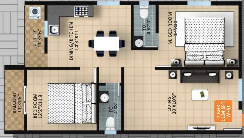2 BHK Flat in Endeavour Emerald in Electronic City, Bangalore - Image 892612