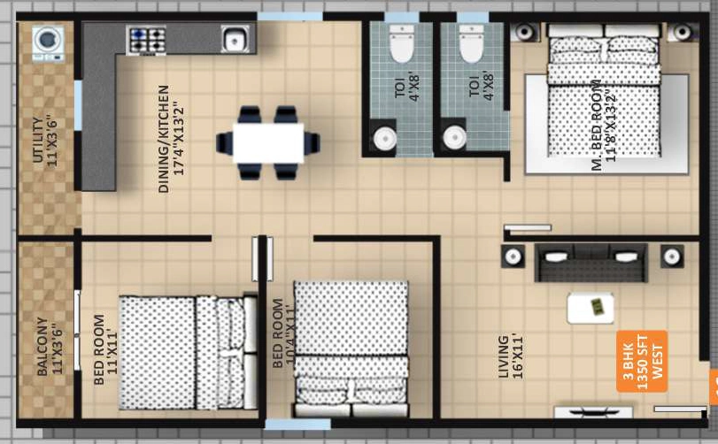 3 BHK Flat in Endeavour Emerald in Electronic City, Bangalore - Image 892613