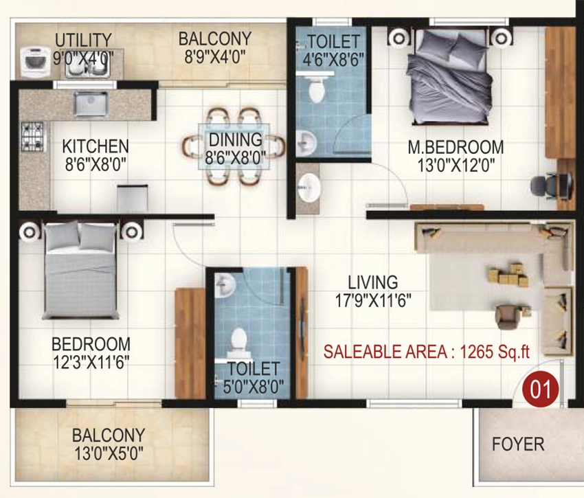 2 BHK Flat in RRL Palm Altezze in Varthur, Bangalore - Image 892627
