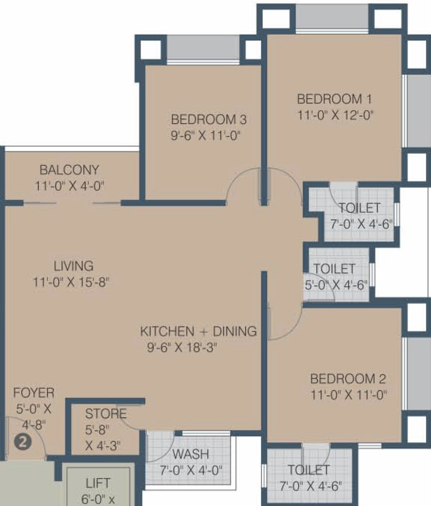 3 BHK Flat in Sangini Gardenia in Jahangirabad, Surat - Image 895490
