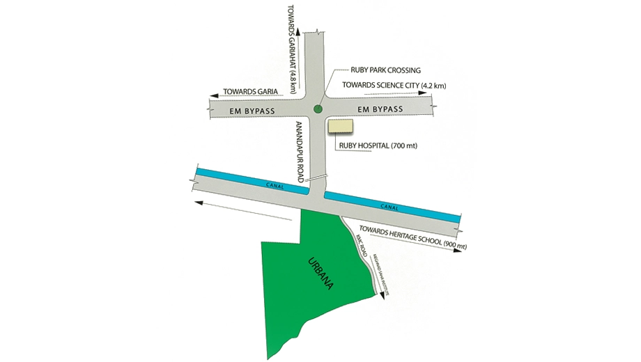 Location of Urbana New Towers in EM Bypass, Kolkata - Image 371173