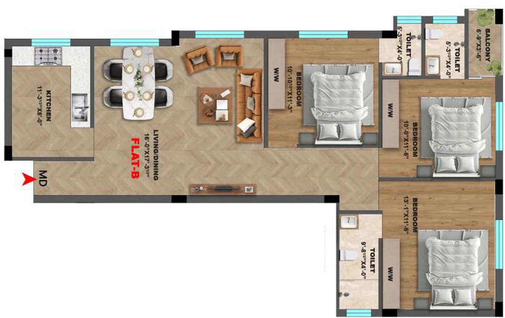 3 BHK Flat in Anugragha Usha Palace in Pallikaranai, Chennai - Image 892751