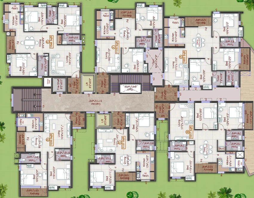 Floor Plan of Built Chandana Tower in Korattur, Chennai - Image 356533