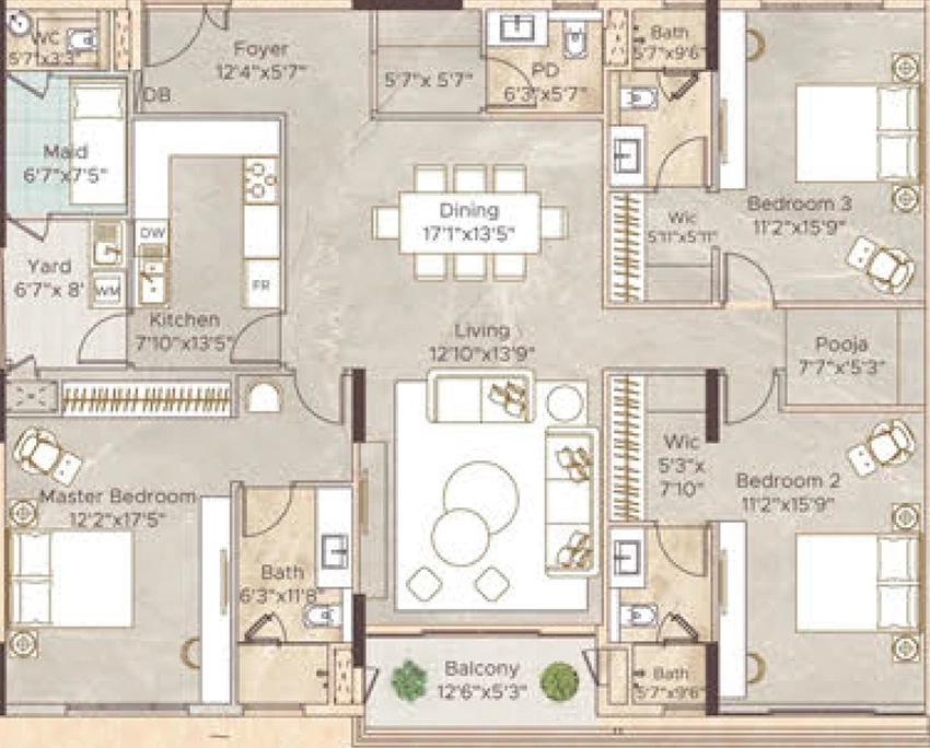 3 BHK Flat in Appaswamy Malkoha in Guindy, Chennai - Image 892973