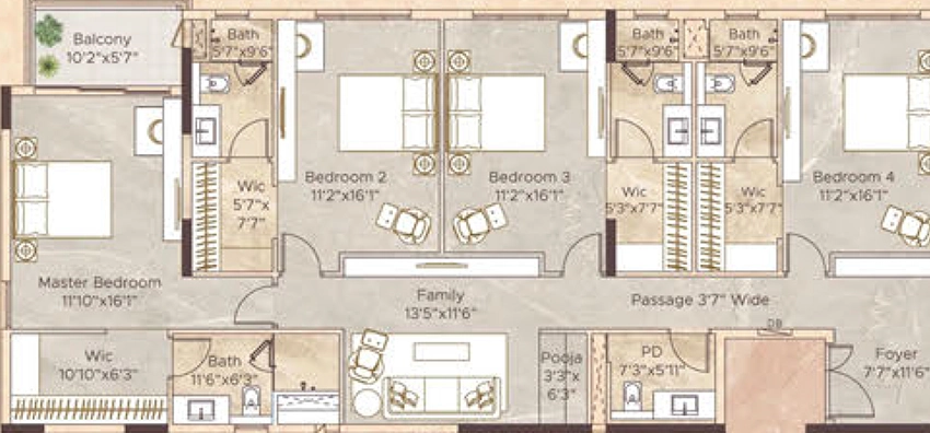 4 BHK Flat in Appaswamy Malkoha in Guindy, Chennai - Image 892975