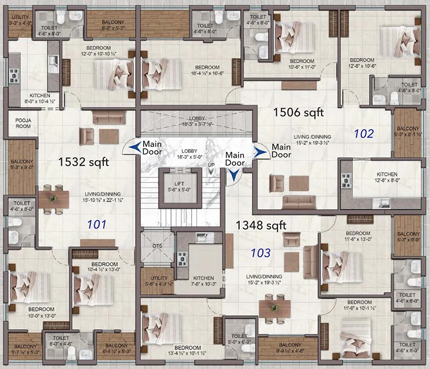 Floor Plan of Sagas Orion in Adyar, Chennai - Image 356602