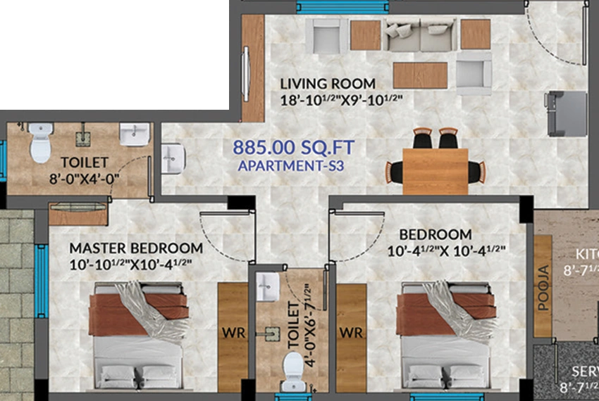 2 BHK Flat in Murugan Blossoms in Ambattur, Chennai - Image 892993