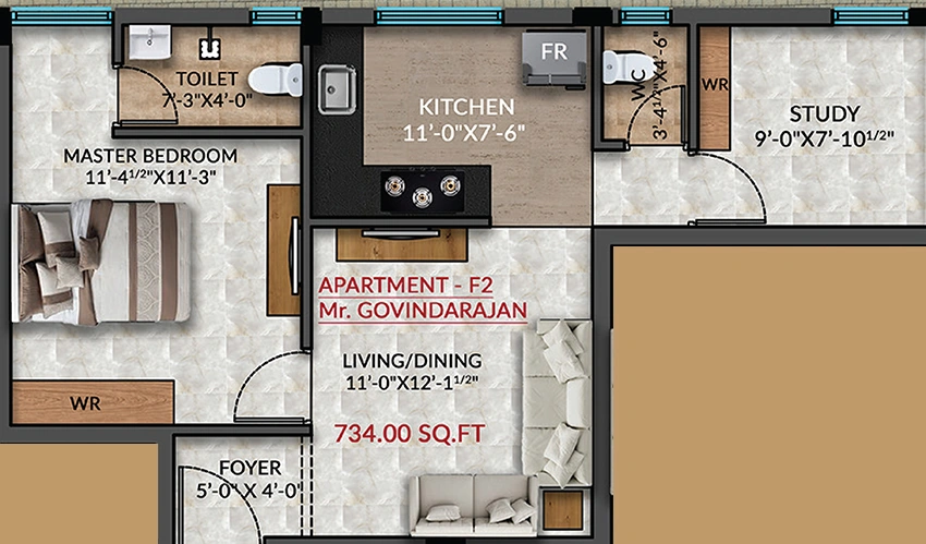 1.5 BHK Flat in Murugan May Flower in Vadapalani, Chennai - Image 892997